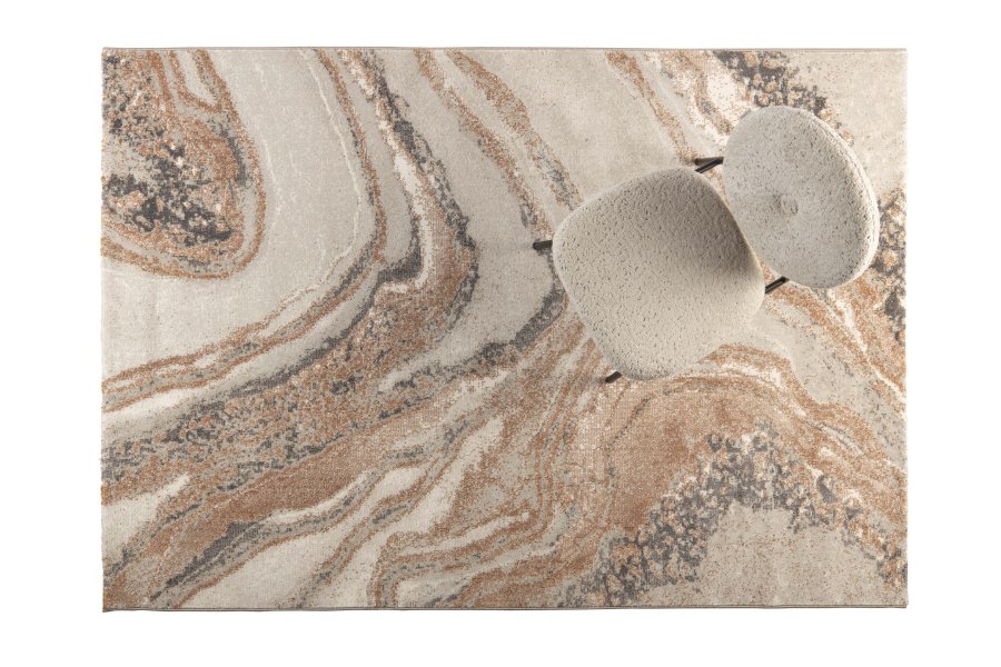 ZUIVER Solar teppe, med mnster, rektangulrt - grtt og terra decolan (160x230)