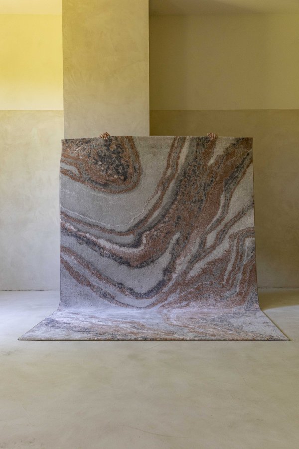 ZUIVER Solar teppe, med mnster, rektangulrt - grtt og terra decolan (160x230)