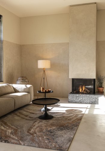 ZUIVER Solar teppe, med mnster, rektangulrt - grtt og terra decolan (160x230)