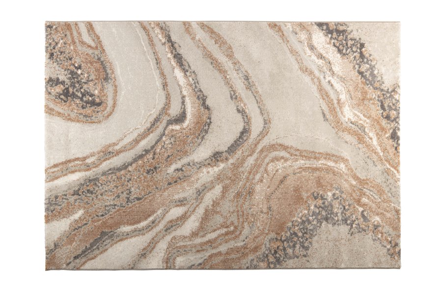 ZUIVER Solar teppe, med mnster, rektangulrt - grtt og terra decolan (200x290)