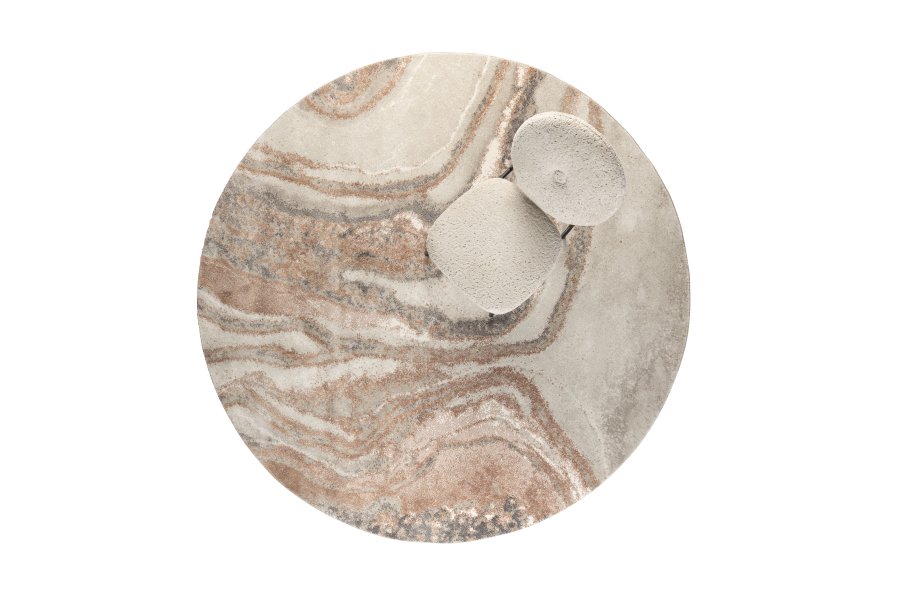 ZUIVER Solar teppe, med mnster, rund - gr og terra decolan (200)