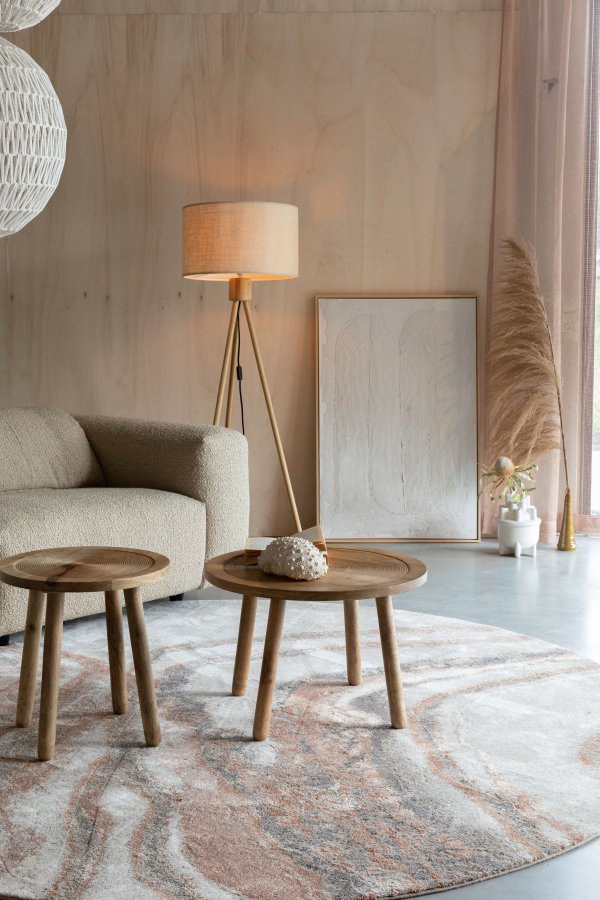 ZUIVER Solar teppe, med mnster, rund - gr og terra decolan (240)