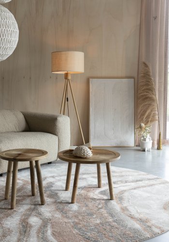 ZUIVER Solar teppe, med mnster, rund - gr og terra decolan (240)