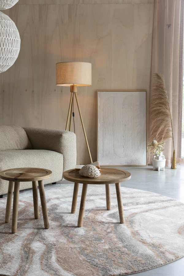 ZUIVER Solar teppe, med mnster, rund - gr og terra decolan (240)