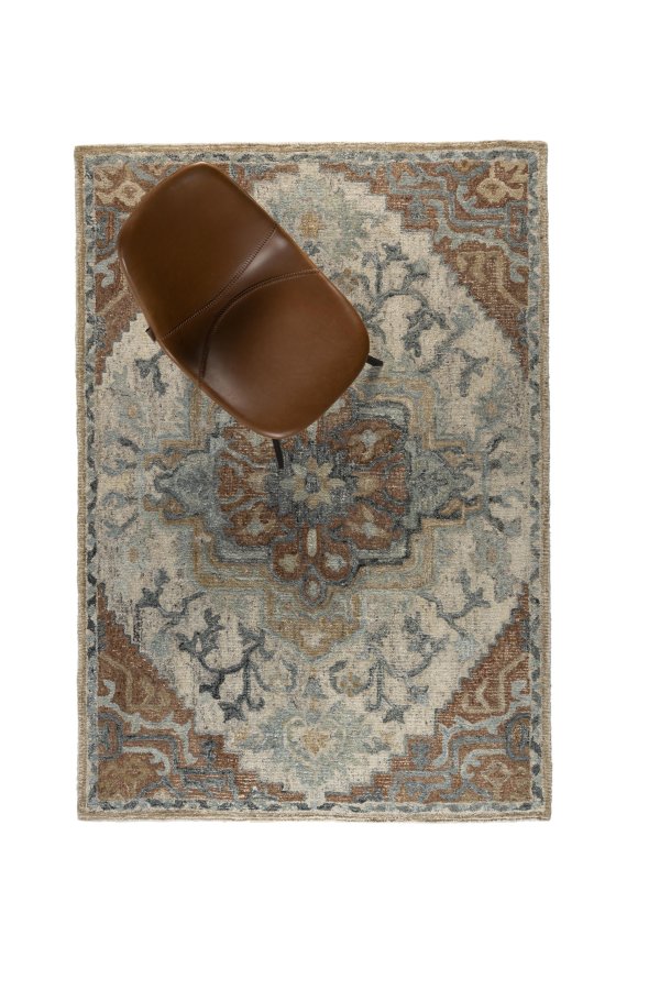 DUTCHBONE Amori Teppich, rechteckig – Blau und Ziegel Polyester und Wolle (160X230)