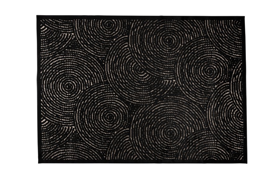 DUTCHBONE Dots Teppich, rechteckig – schwarzes Polyester, Viskose, Leinen (200X300)
