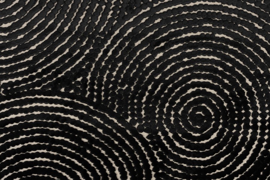 DUTCHBONE Dots Teppich, rechteckig – schwarzes Polyester, Viskose, Leinen (200X300)