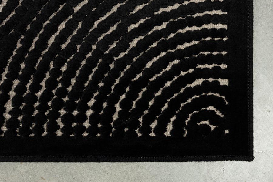 DUTCHBONE Dots Teppich, rechteckig – schwarzes Polyester, Viskose, Leinen (200X300)