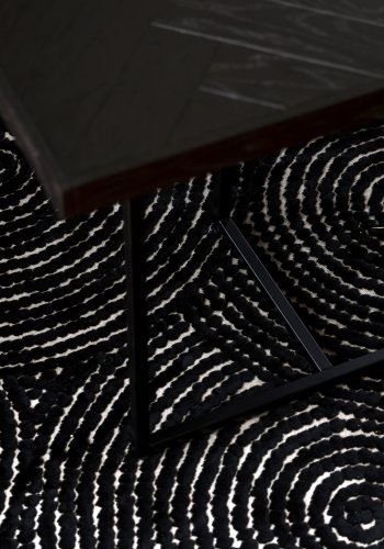 DUTCHBONE Dots Teppich, rechteckig – schwarzes Polyester, Viskose, Leinen (200X300)