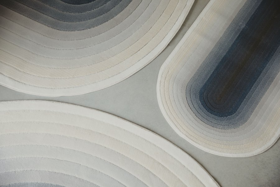 ZUIVER olympisk teppe, med mnster, oval - bl decolan (67x245)