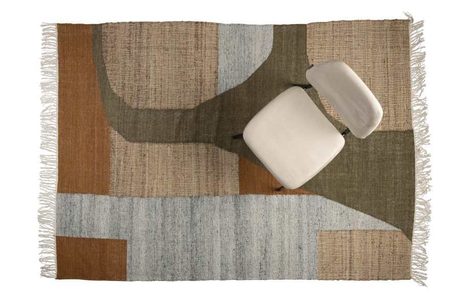 DUTCHBONE Pavilion teppe, rektangulrt - brun og flerfarget ull (160x230)