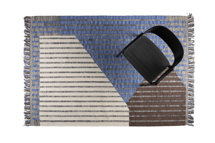 DUTCHBONE Hampton Teppich, rechteckig – blaue und mehrfarbige Baumwolle (160x230)