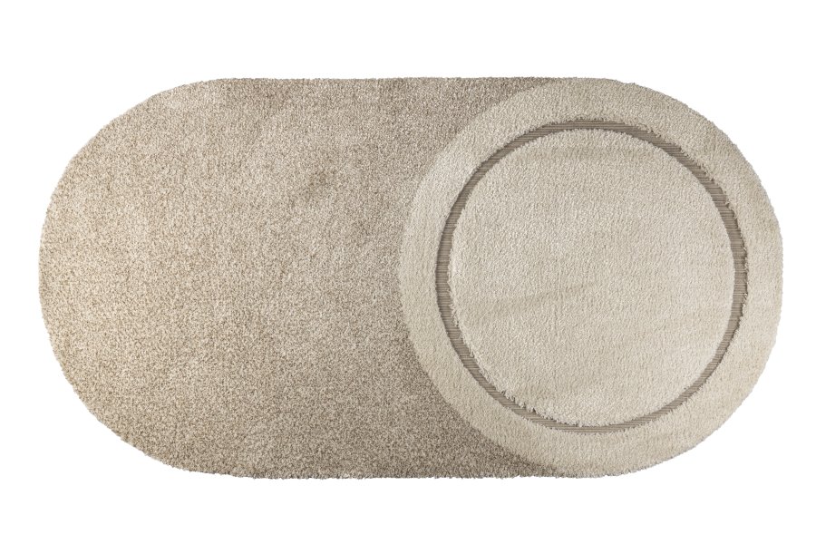 ZUIVER Spark teppe, med mnster, oval - beige ull (160x300)