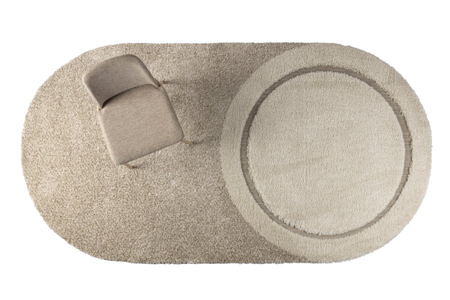 ZUIVER Spark teppe, med mnster, oval - beige ull (160x300)