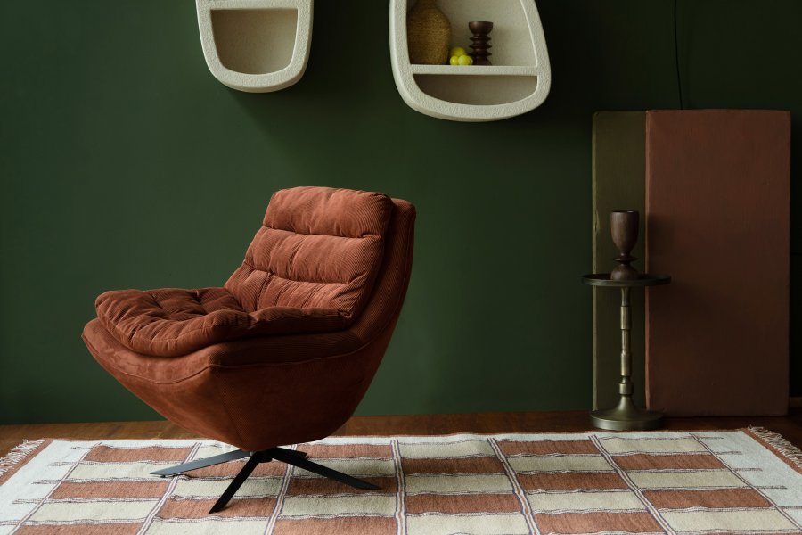 DUTCHBONE Gambit Teppich, rechteckig – Terrakotta und mehrfarbige Baumwolle (160x230)