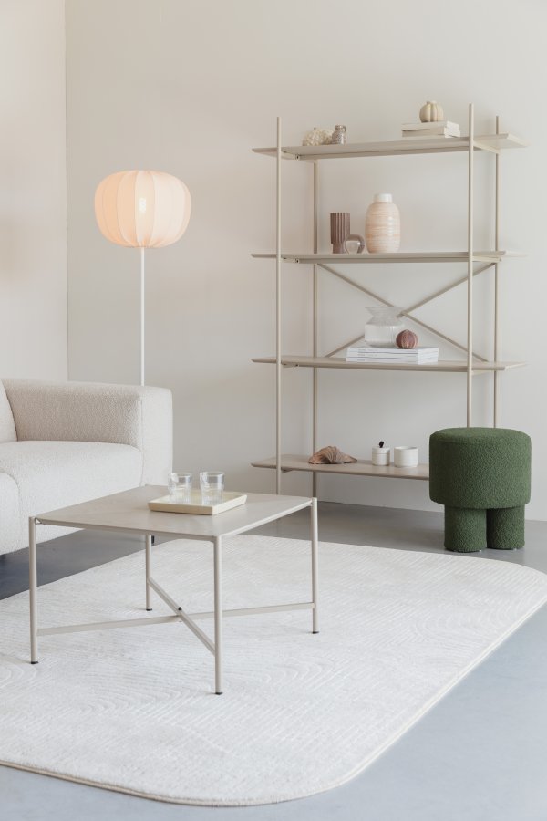 WHITE LABEL LIVING Lignes teppe, rektangulrt - beige decolan (160x230)