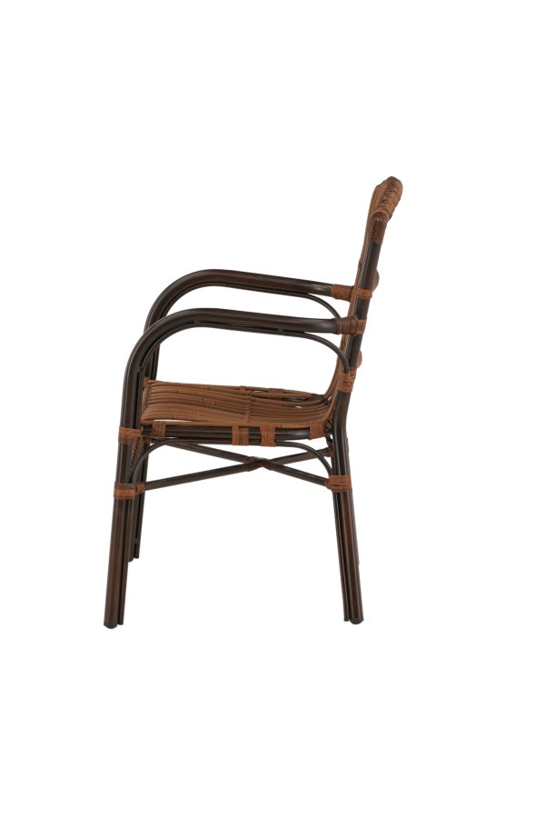 VENTURE DESIGN Galera Gartenstuhl, m. Armlehnen – braunes Polyrattan und Aluminium