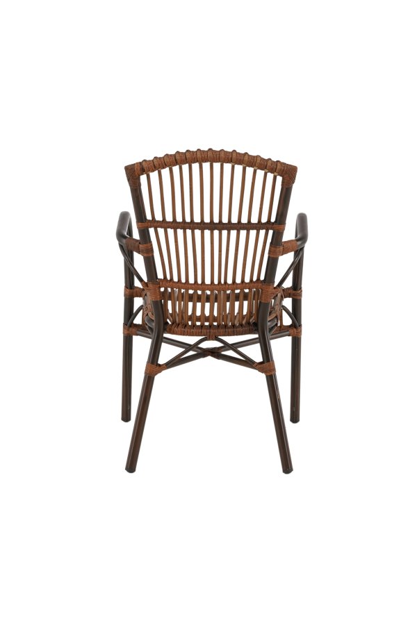 VENTURE DESIGN Galera Gartenstuhl, m. Armlehnen – braunes Polyrattan und Aluminium