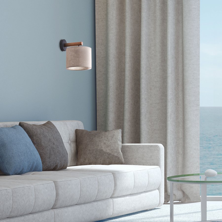 TK Deva vglampe - natur stof/fyrretr og sort stl