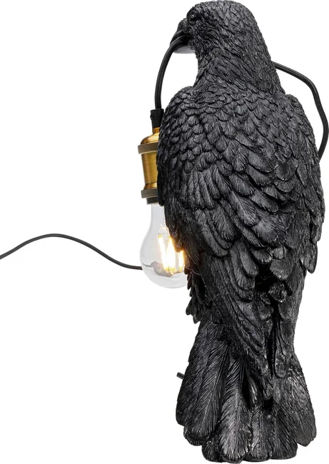 KARE DESIGN Animal Crow bordlampe - matt sort polyresin og kobber aluminium