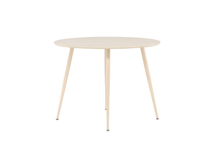 VENTURE DESIGN Plaza spisebord, rundt - hvitkalket MDF og stl (100)