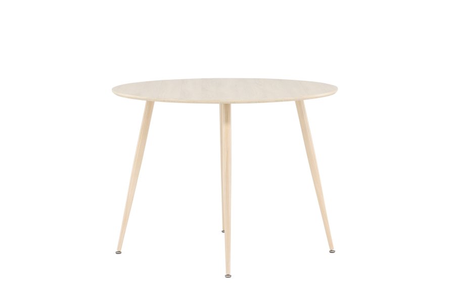 VENTURE DESIGN Plaza spisebord, rundt - hvitkalket MDF og stl (100)