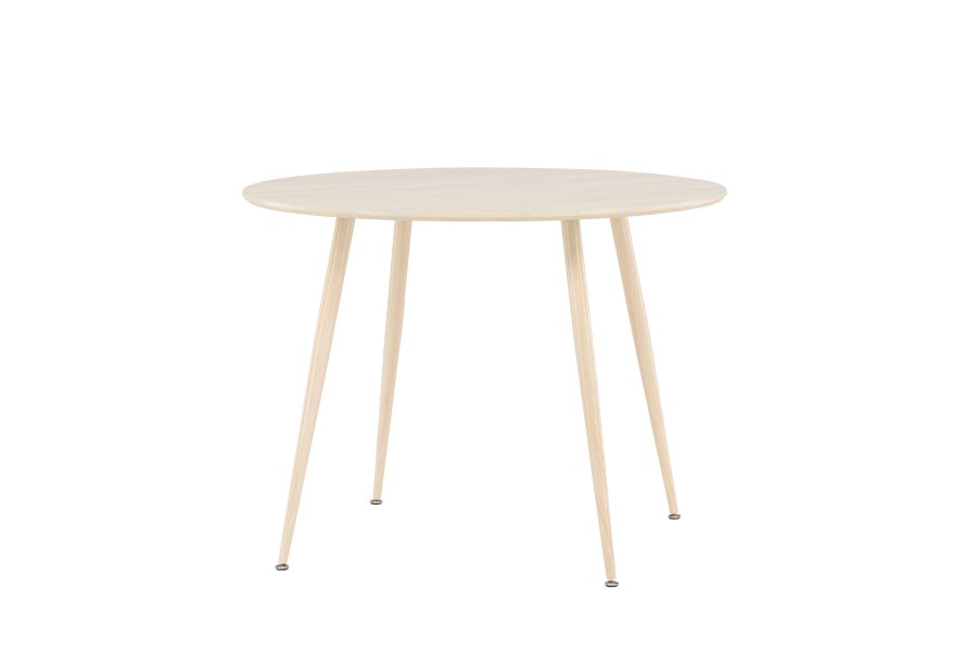 VENTURE DESIGN Plaza spisebord, rundt - hvitkalket MDF og stl (100)