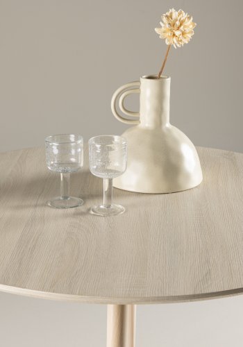 VENTURE DESIGN Plaza spisebord, rundt - hvitkalket MDF og stl (100)