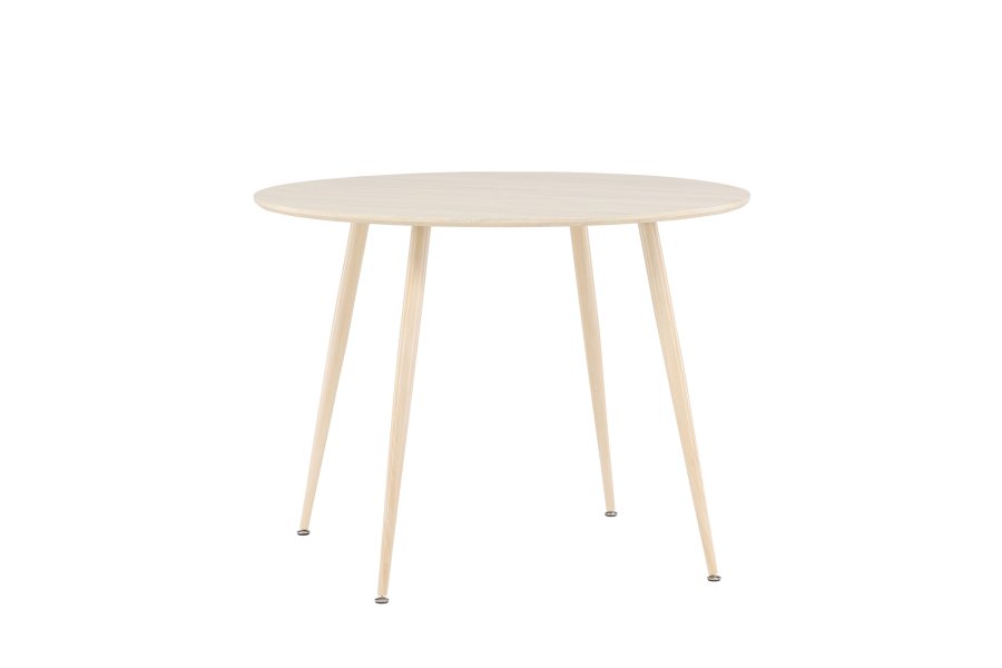 VENTURE DESIGN Plaza spisebord, rundt - hvitkalket MDF og stl (100)