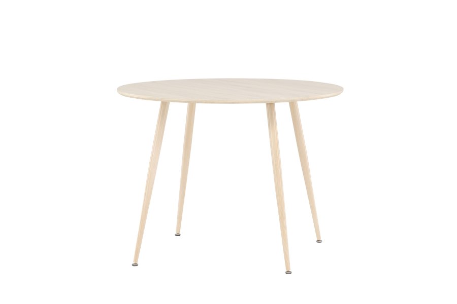 VENTURE DESIGN Plaza spisebord, rundt - hvitkalket MDF og stl (100)