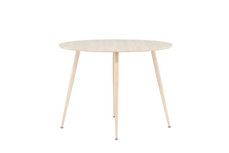 VENTURE DESIGN Plaza spisebord, rundt - hvitkalket MDF og stl (100)