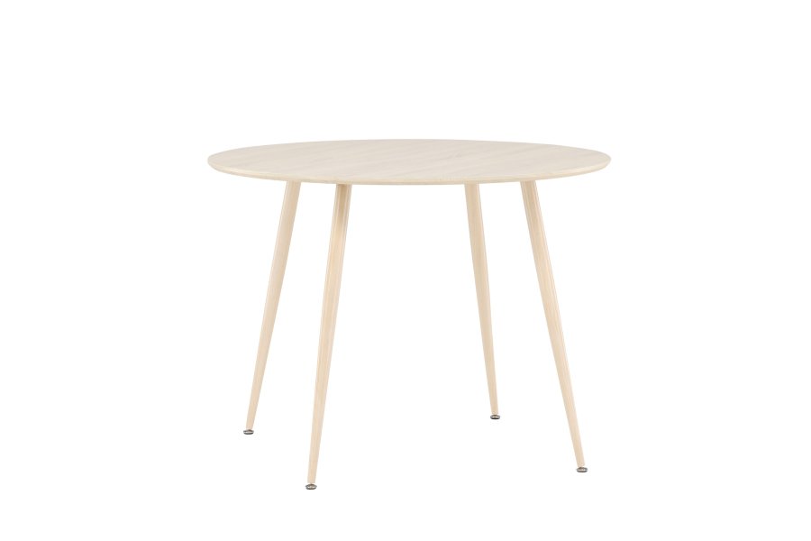 VENTURE DESIGN Plaza spisebord, rundt - hvitkalket MDF og stl (100)