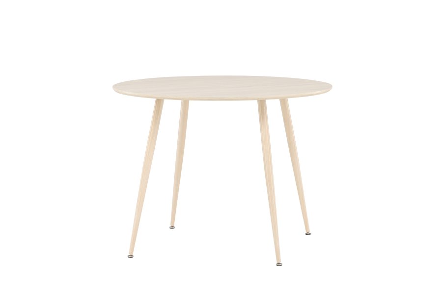 VENTURE DESIGN Plaza spisebord, rundt - hvitkalket MDF og stl (100)