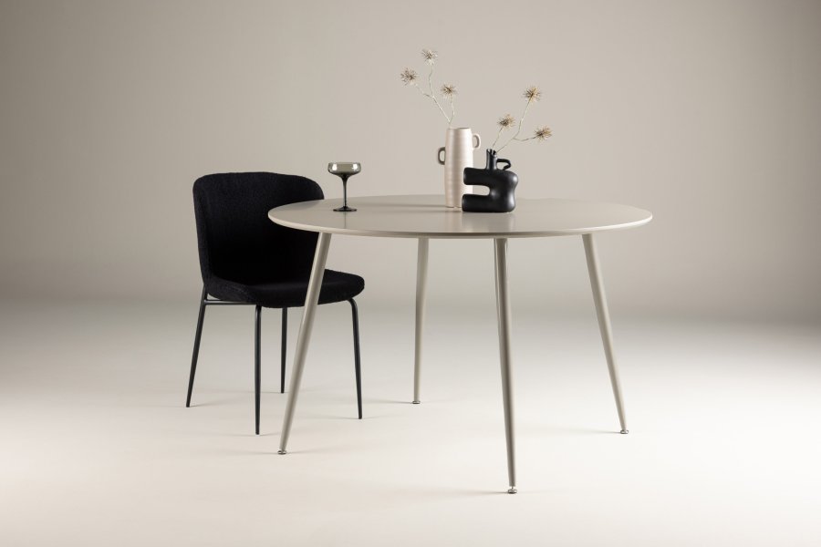 VENTURE DESIGN Plaza Esstisch, rund � beige MDF und Stahl (�120)