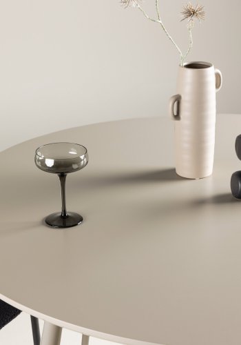 VENTURE DESIGN Plaza Esstisch, rund � beige MDF und Stahl (�120)