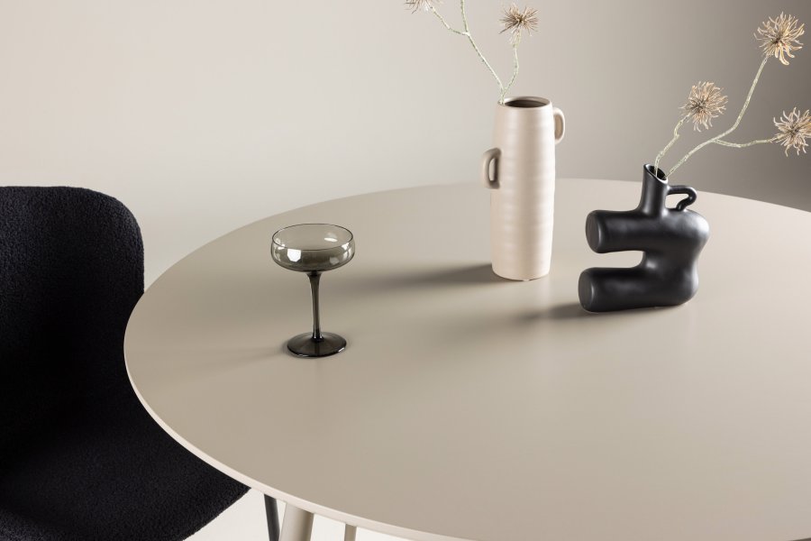 VENTURE DESIGN Plaza Esstisch, rund � beige MDF und Stahl (�120)