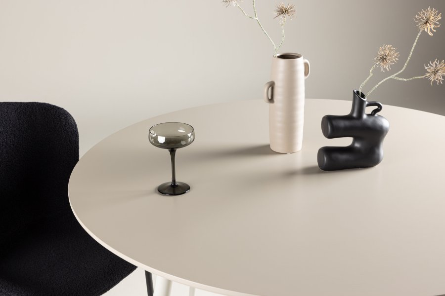 VENTURE DESIGN Plaza spisebord, rundt - beige MDF og stl (120)