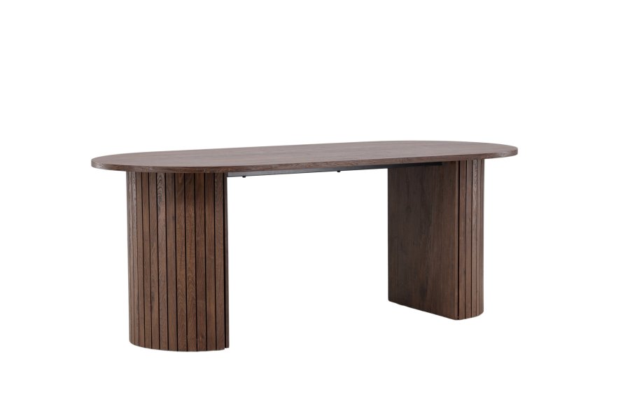 VENTURE DESIGN Hrn spisebord, oval - mocca MDF og stl (90x200)