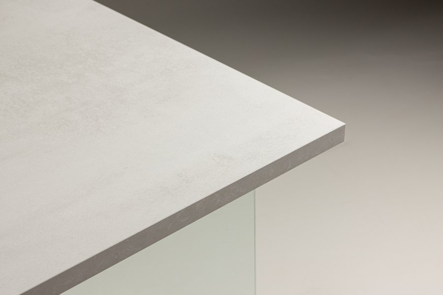 VENTURE DESIGN Ester spisebord, rektangulr - lysegr betonlook MDF og glas (100x180)