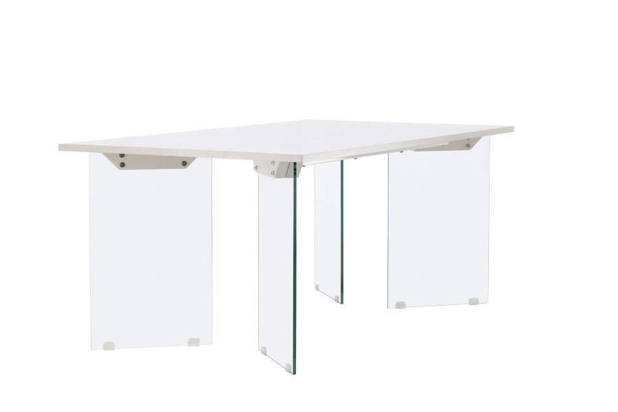 VENTURE DESIGN Ester spisebord, rektangulr - lysegr betonlook MDF og glas (100x180)