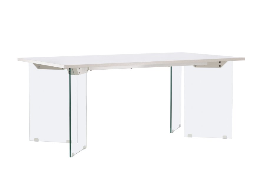 VENTURE DESIGN Ester spisebord, rektangulr - lysegr betonlook MDF og glas (100x180)