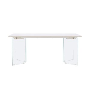 VENTURE DESIGN Ester spisebord, rektangulr - lysegr betonlook MDF og glas (100x180)