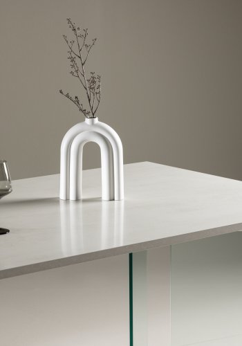 VENTURE DESIGN Ester spisebord, rektangulr - lysegr betonlook MDF og glas (100x180)