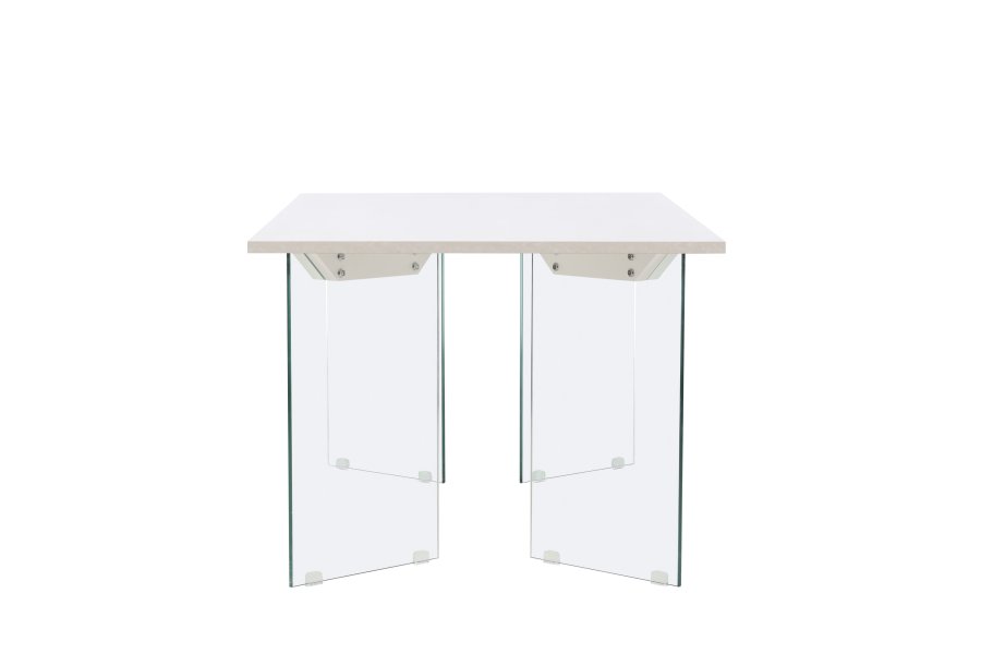 VENTURE DESIGN Ester spisebord, rektangulr - lysegr betonlook MDF og glas (100x180)