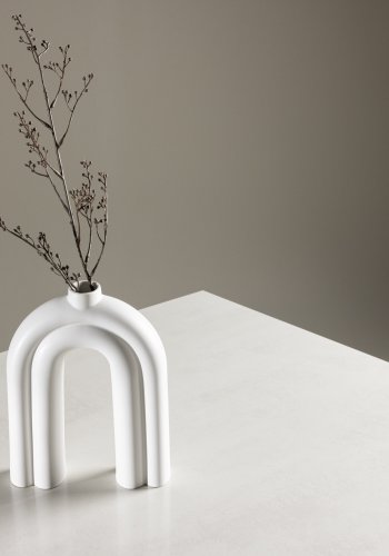 VENTURE DESIGN Ester spisebord, rektangulr - lysegr betonlook MDF og glas (100x180)