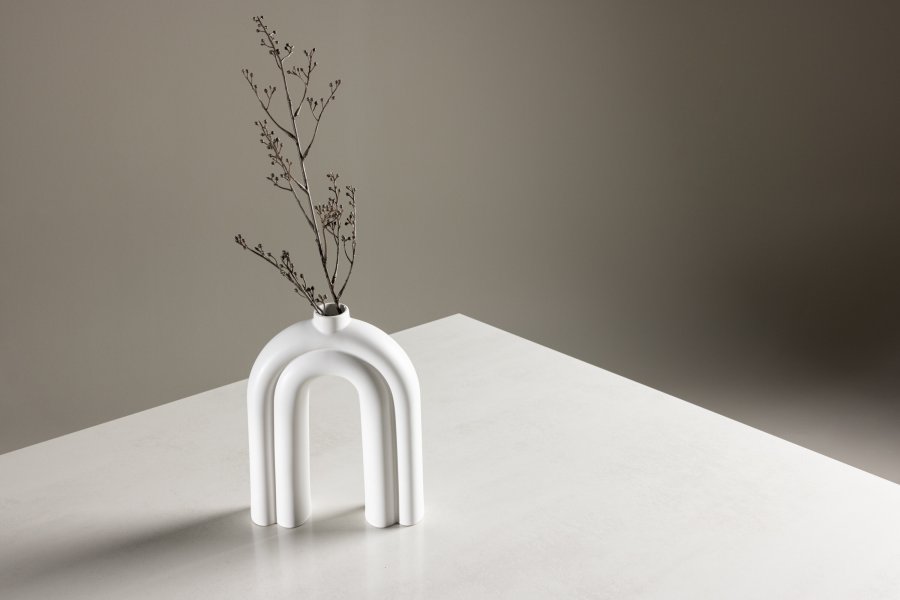 VENTURE DESIGN Ester spisebord, rektangulr - lysegr betonlook MDF og glas (100x180)