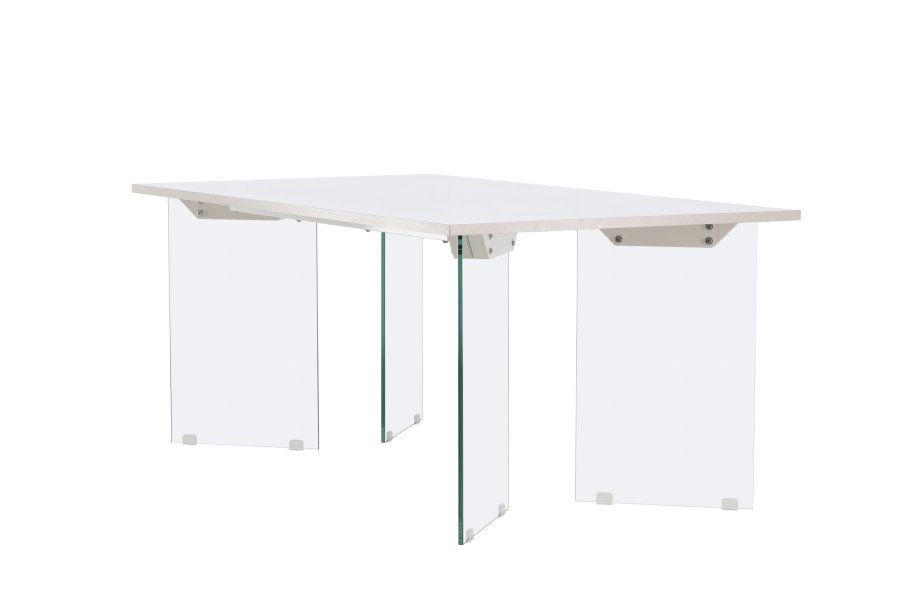 VENTURE DESIGN Ester spisebord, rektangulr - lysegr betonlook MDF og glas (100x180)