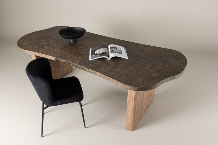 VINN KOLLEKSJON Eleonora spisebord, kologisk - brun marmorlook MDF (100x230)