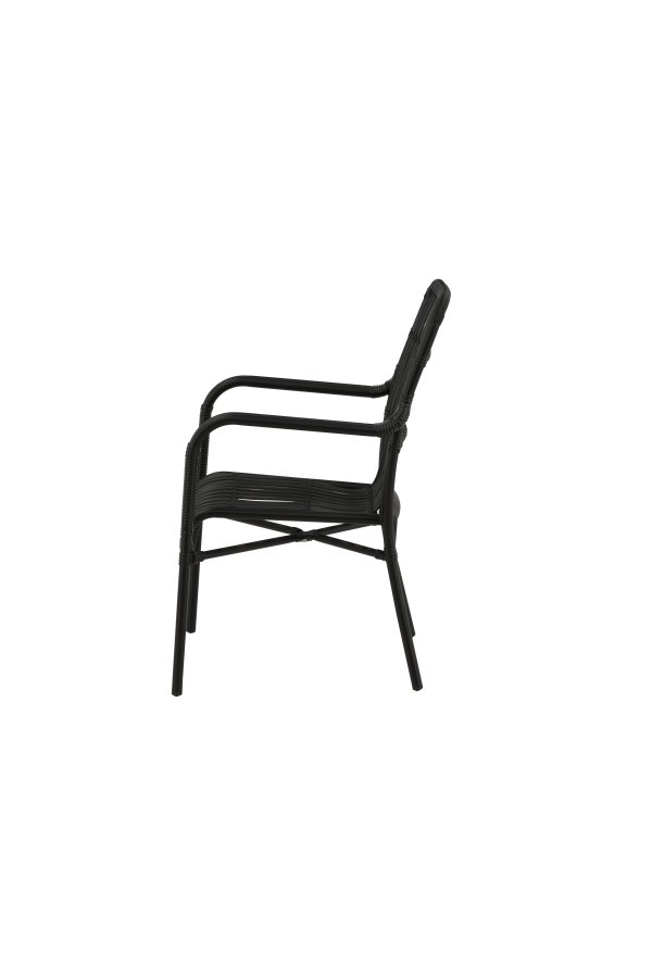 VENTURE DESIGN Rizal utendrs lenestol, med armlener - sort rotting og aluminium