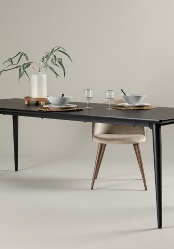 VENTURE DESIGN Ellis spisebord, rektangulr - sort MDF og stl ( 85x230)